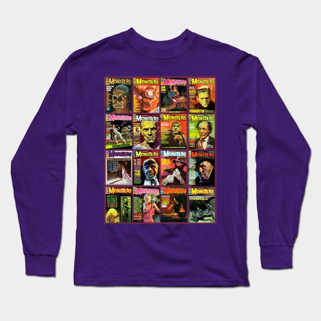 Famous Monsters Collage Series 4 Long Sleeve T-Shirt by Starbase79